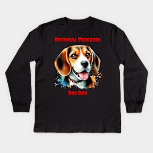 Beagle Celebration: National Purebred Dog Day Kids Long Sleeve T-Shirt